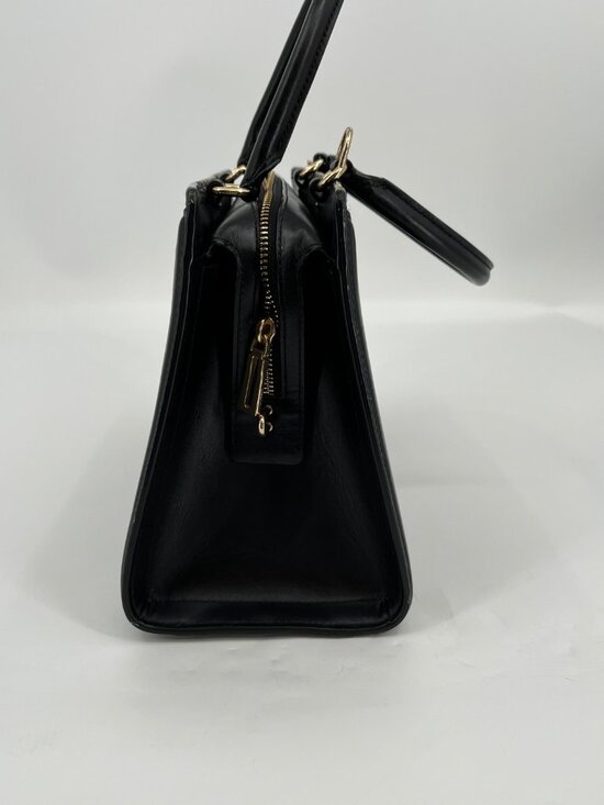 Small Coach Zoe Carryall Handbag in Croc Embossed Black  Coach Zoe Carryall Satchel Black Leather Top Handle Zip Gold Hardware Pocket